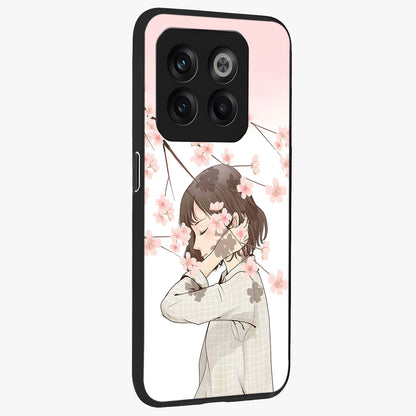 Pink Blossom Girl Glass Case for 1+10T side perspective highlighting elegant textures and premium edges