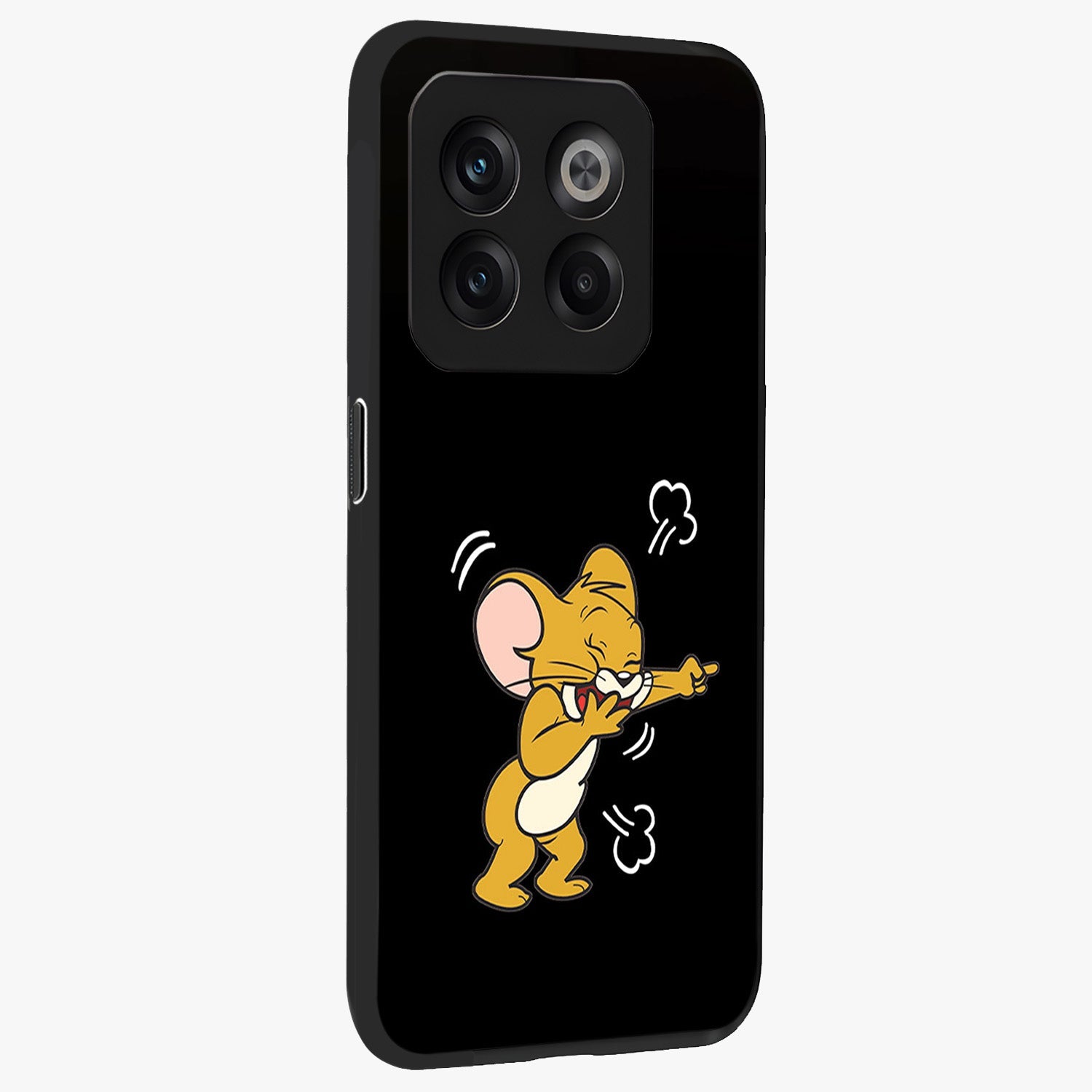 Playful Jerry Vibes Glass Case for 1+10T side perspective highlighting fun illustration textures and smooth build