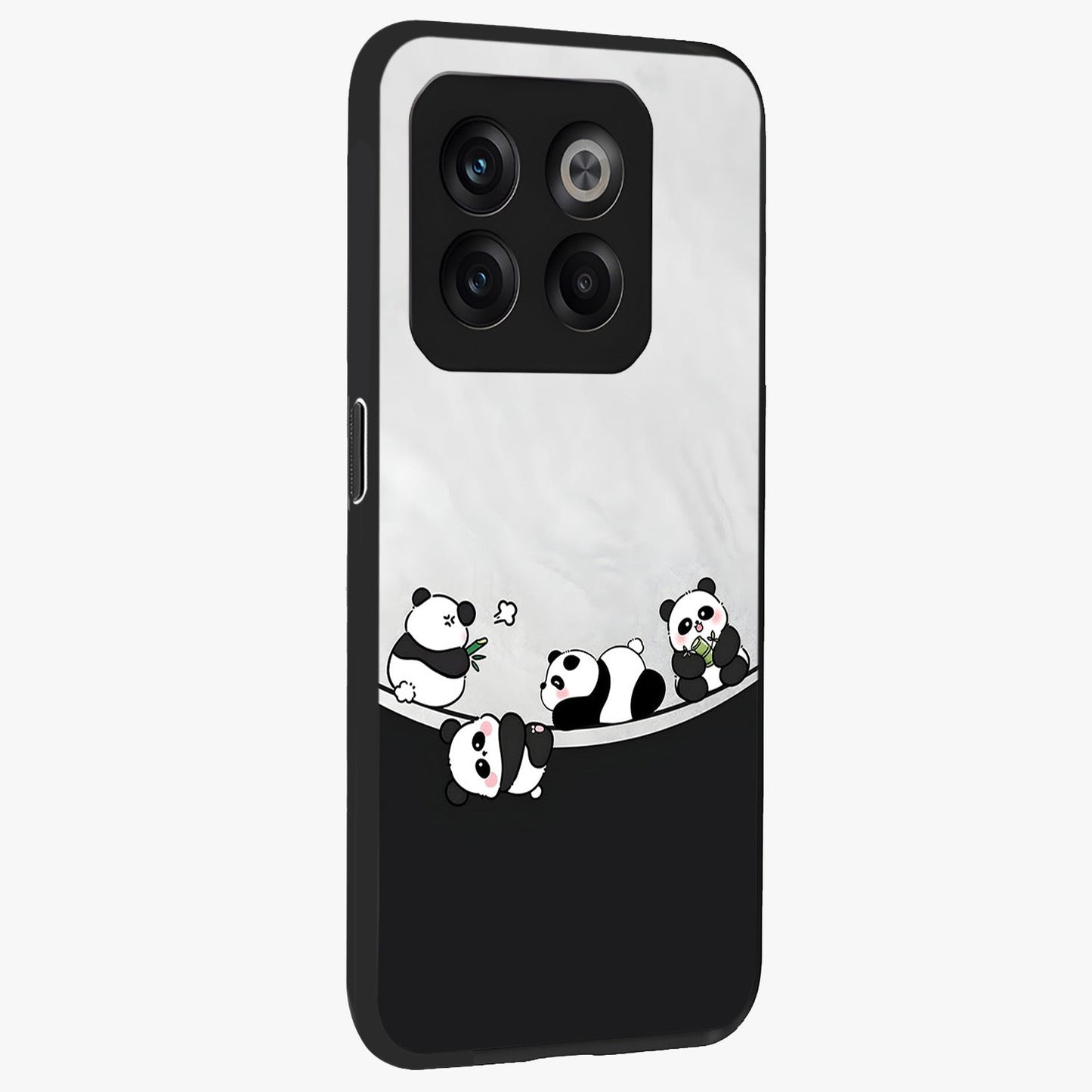 Playful Panda Parade Glass Case for 1+10T side perspective highlighting charming detailing and premium edges