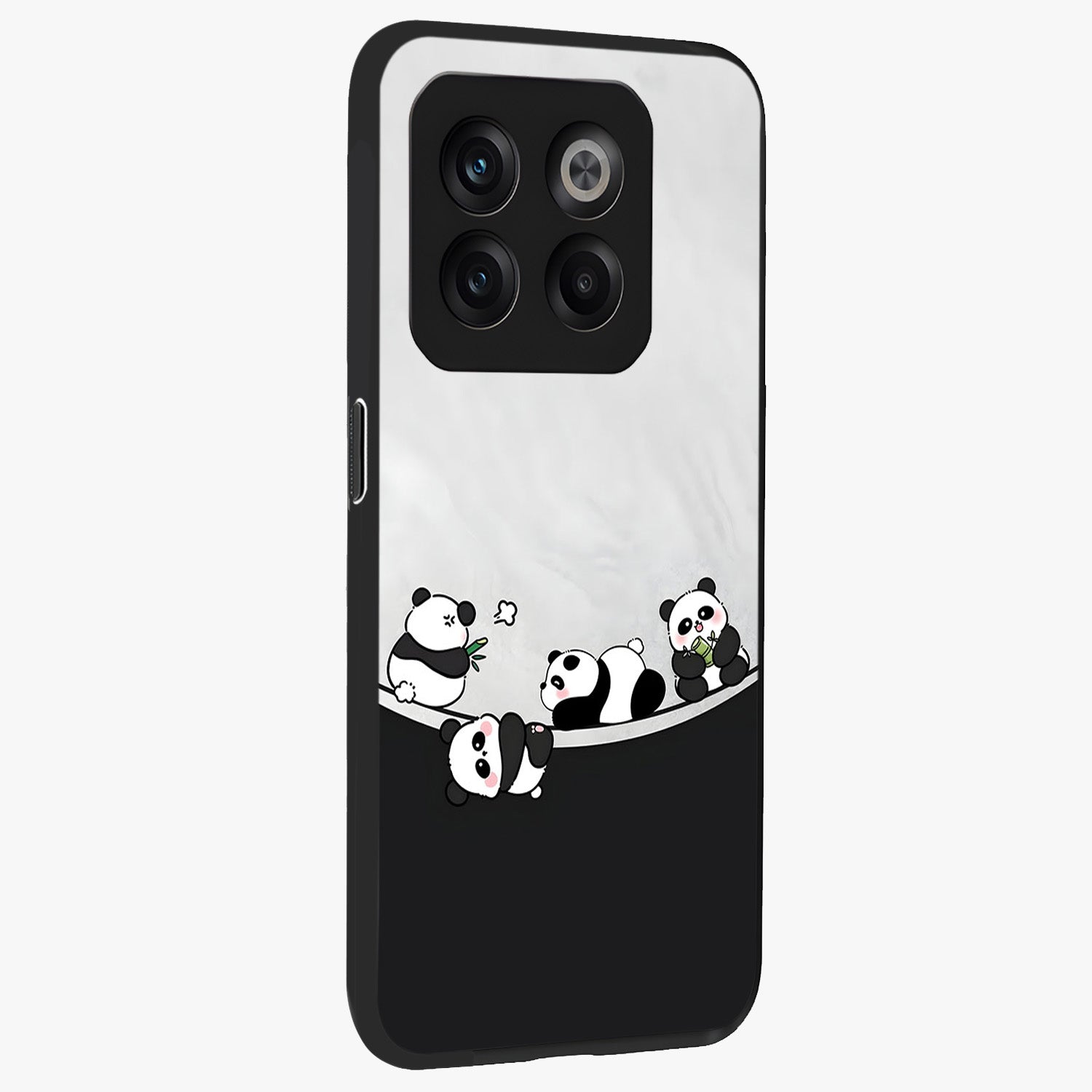 Playful Panda Parade Glass Case for 1+10T side perspective highlighting charming detailing and premium edges