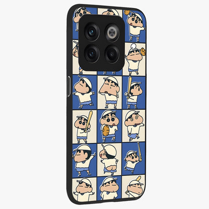 Playful Shin Swing Glass Case for 1+10T side perspective highlighting dynamic illustration textures and sleek build