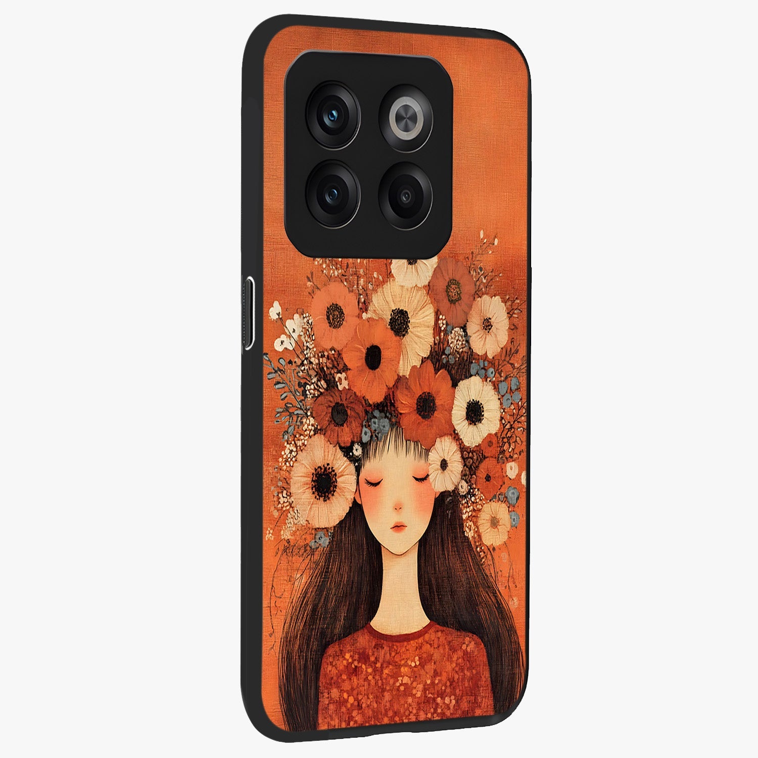 Radiant Flower Thoughts Glass Case for 1+10T side perspective highlighting refined textures and smooth build