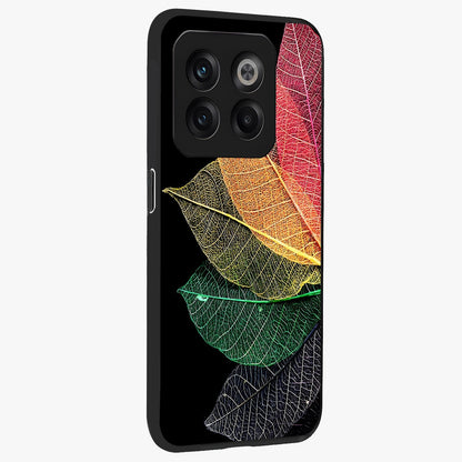 Rainbow Leaf Glow Glass Case for 1+10T side perspective highlighting bright detailing and premium edge finish