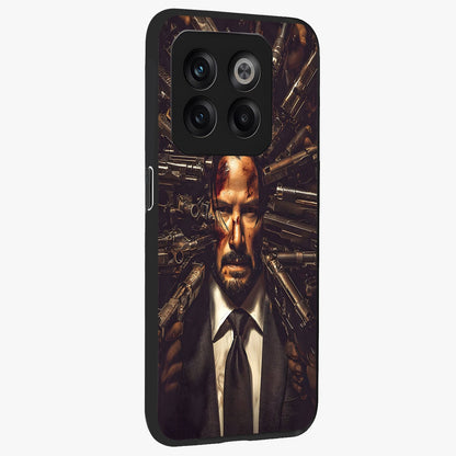 Relentless Shadow Assassin Glass Case for 1+10T side perspective highlighting sharp textures and sleek premium build