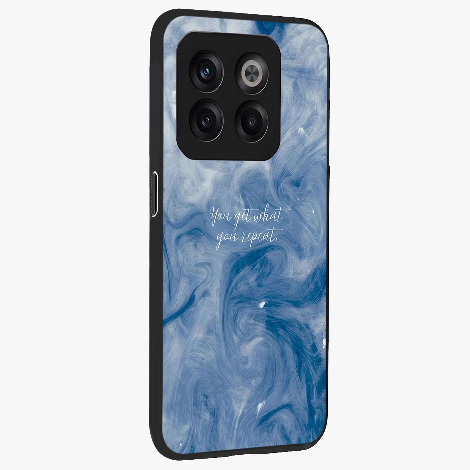 Repeat Your Destiny Glass Case for 1+10T side perspective highlighting strong text textures and premium edges