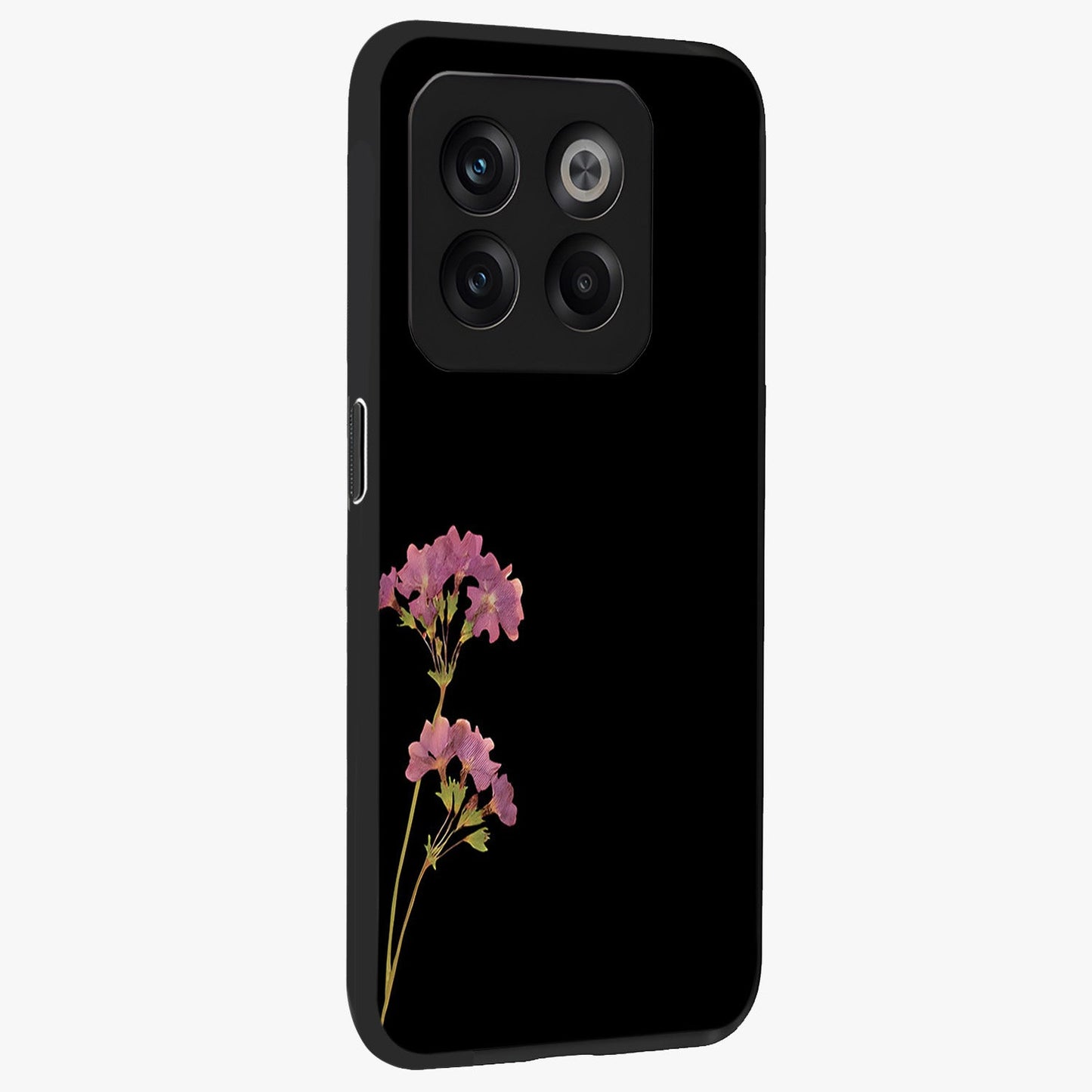 Riching Lavender Flower Glass Case for 1+10T side perspective highlighting delicate bloom textures and premium edges