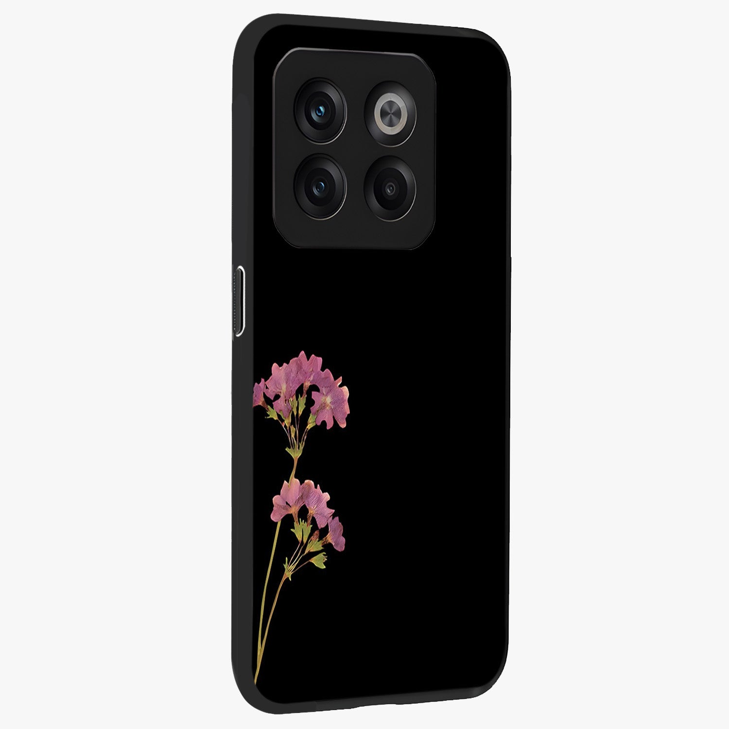 Riching Lavender Flower Glass Case for 1+10T side perspective highlighting delicate bloom textures and premium edges