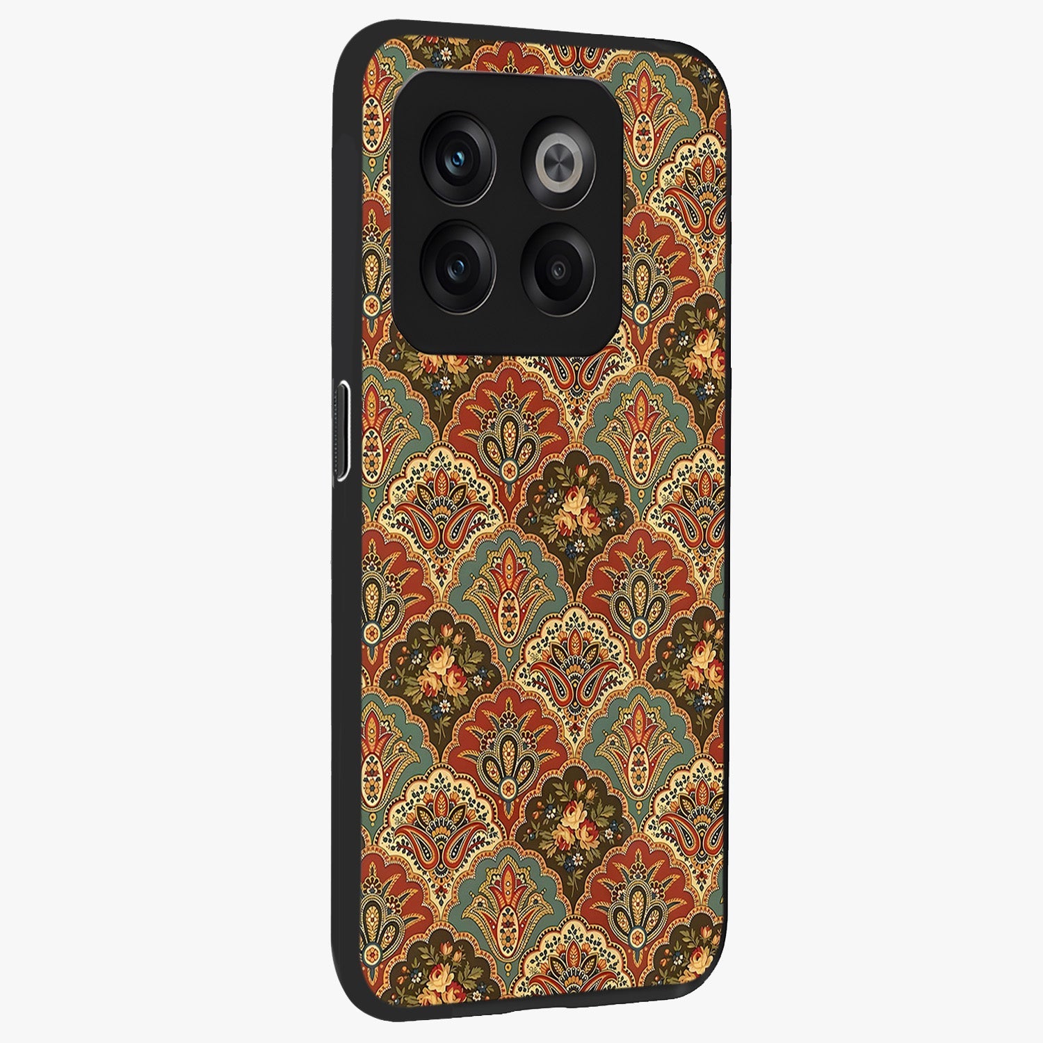 Royal Threadwork Glass Case for 1+10T side perspective highlighting detailed stitching textures and smooth premium build