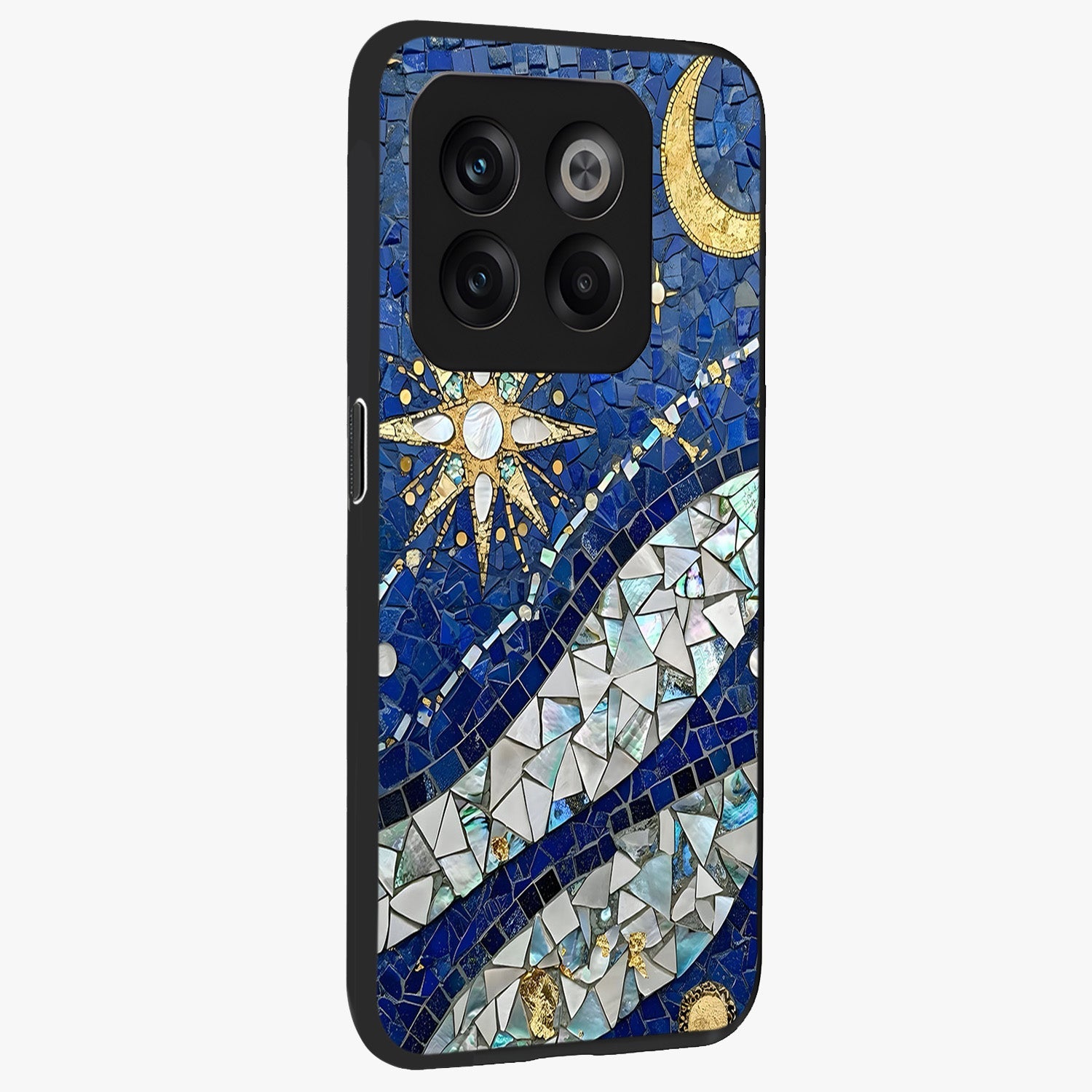 Serene Crane Flight Glass Case for 1+10T side perspective highlighting delicate feather textures and premium edges