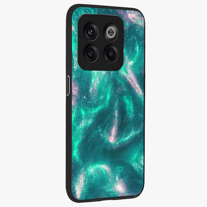 Shimmering Nebula Waves Glass Case for 1+10T side perspective highlighting luminous textures and smooth build