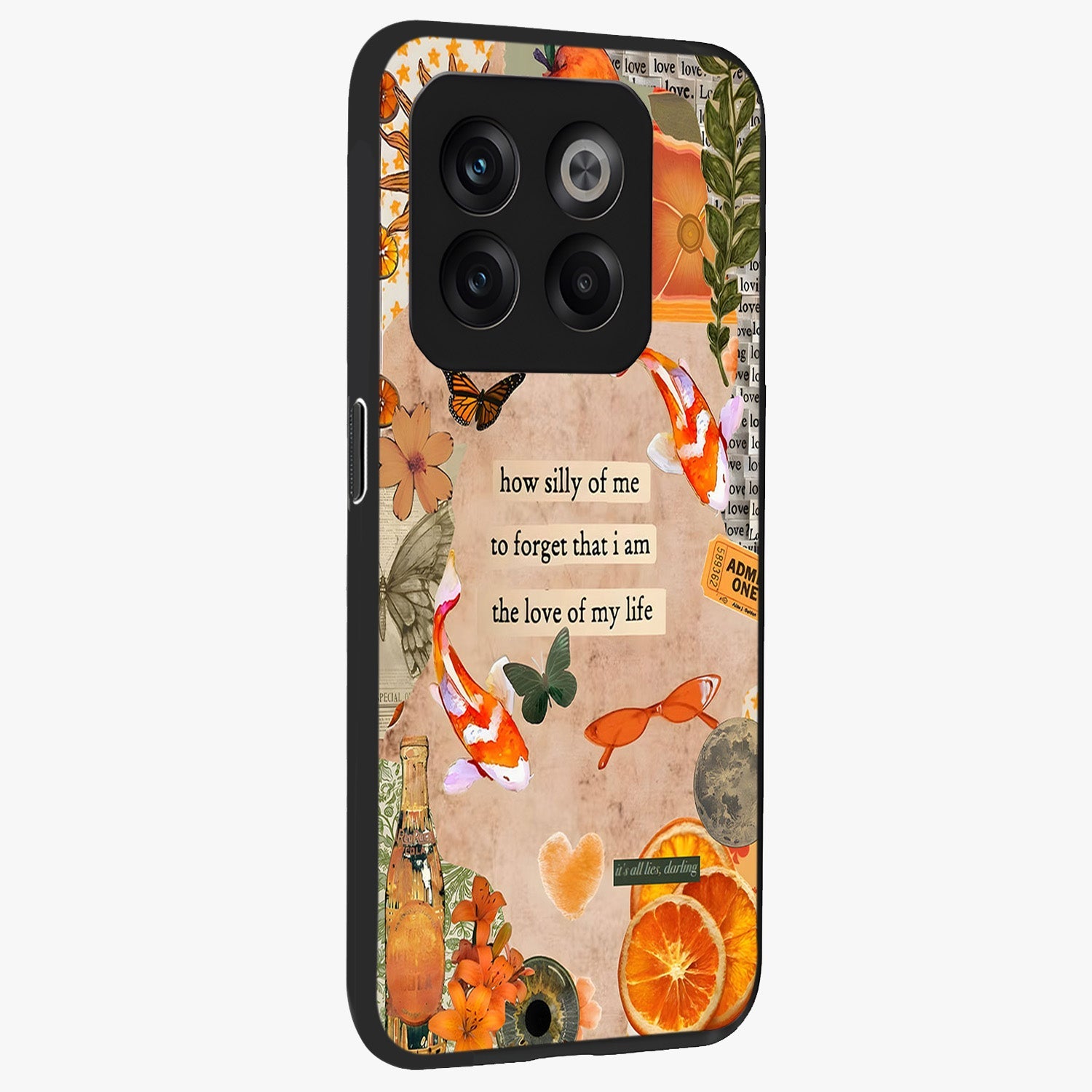 Soft Chaos Aesthetic Glass Case for 1+10T side perspective highlighting fluid textures and premium edges