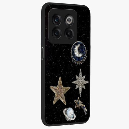 Starlit Cosmic Dreams Glass Case for 1+10T side perspective highlighting luminous textures and premium edges