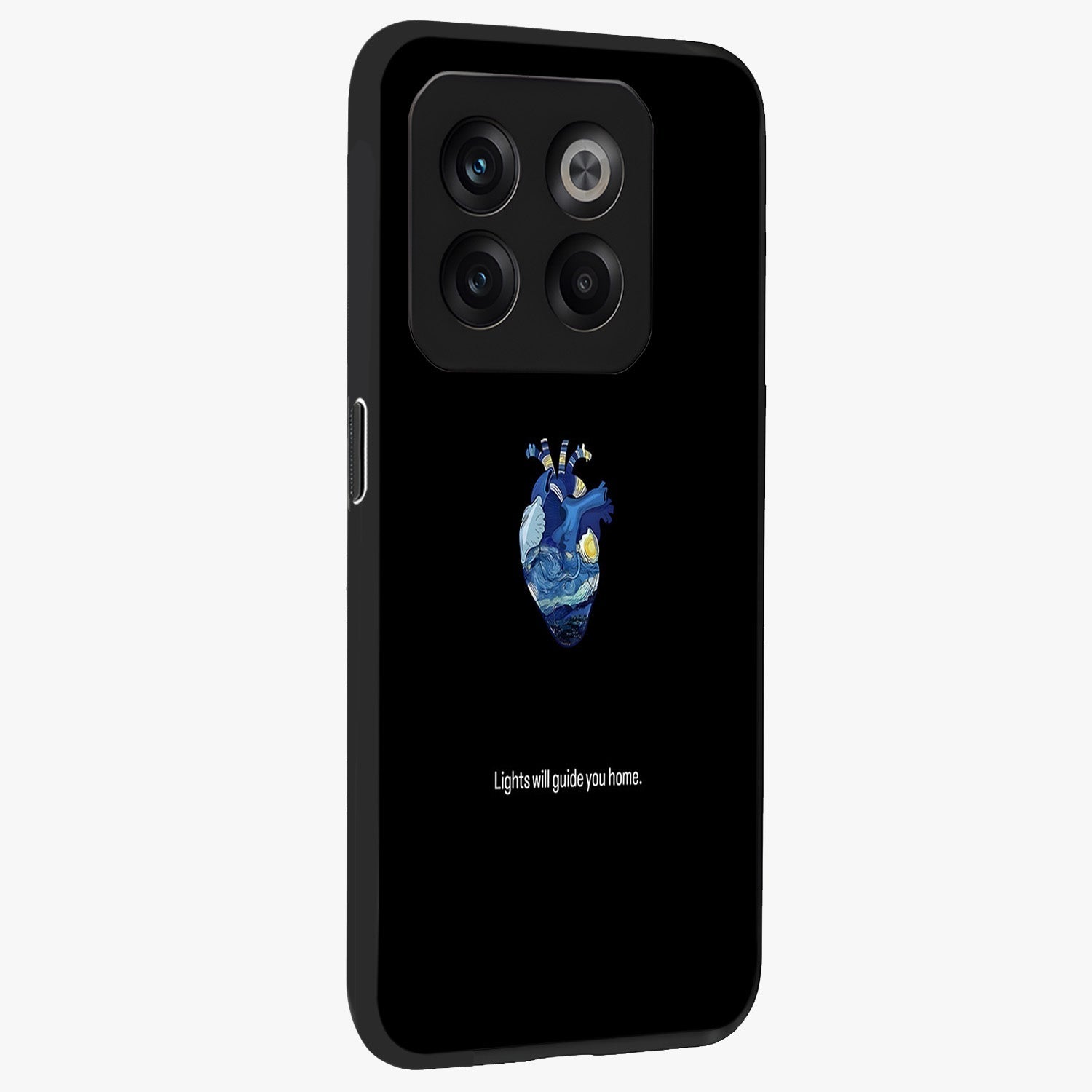 Starry Heart Compass Glass Case for 1+10T side perspective highlighting refined textures and sleek premium build