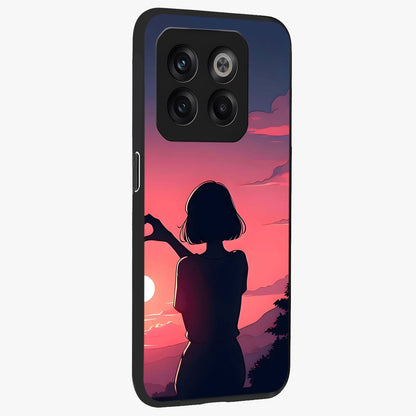 Sunset Silhouette Boy Glass Case for 1+10T side perspective highlighting dramatic horizon textures and premium edges