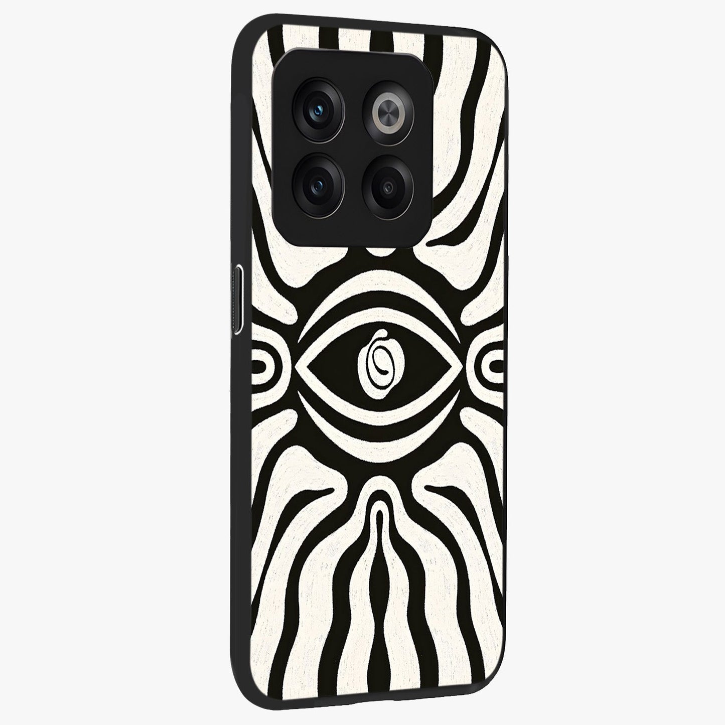 Trancewave Illusion Art Glass Case for 1+10T side perspective highlighting dynamic wave textures and premium edges