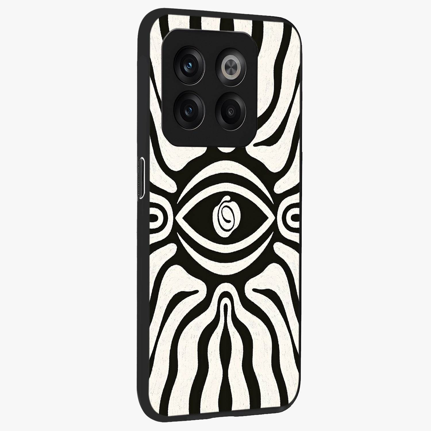 Trancewave Illusion Art Glass Case for 1+10T side perspective highlighting dynamic wave textures and premium edges