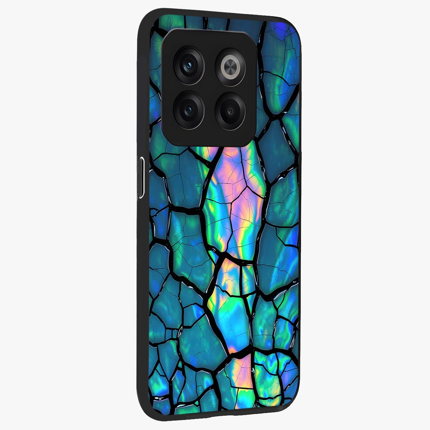 Tropical Wing Vibe Glass Case for 1+10T side perspective highlighting dynamic textures and sleek premium build