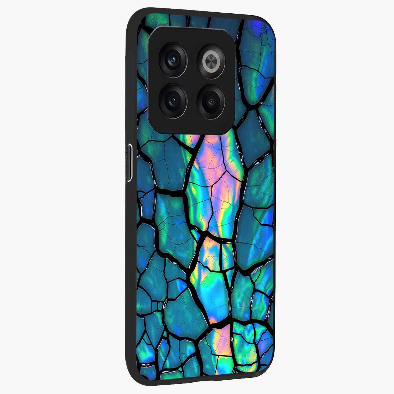 Tropical Wing Vibe Glass Case for 1+10T side perspective highlighting dynamic textures and sleek premium build