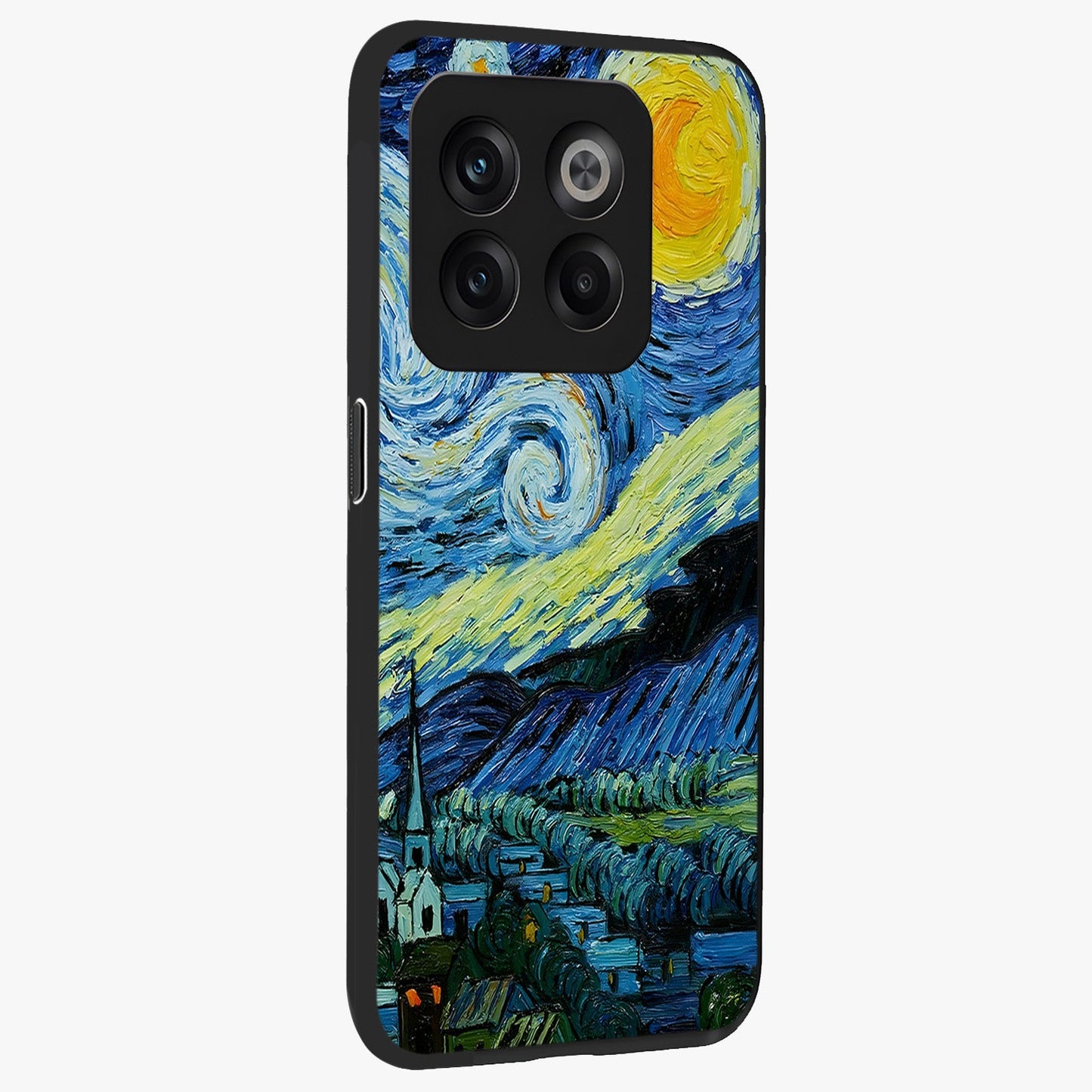 Van Gogh Art Glass Case for 1+10T side perspective highlighting vibrant artistic detailing and smooth premium build