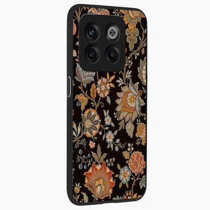 Vintage Floral Dream Glass Case for 1+10T side perspective highlighting delicate textures and sleek premium build