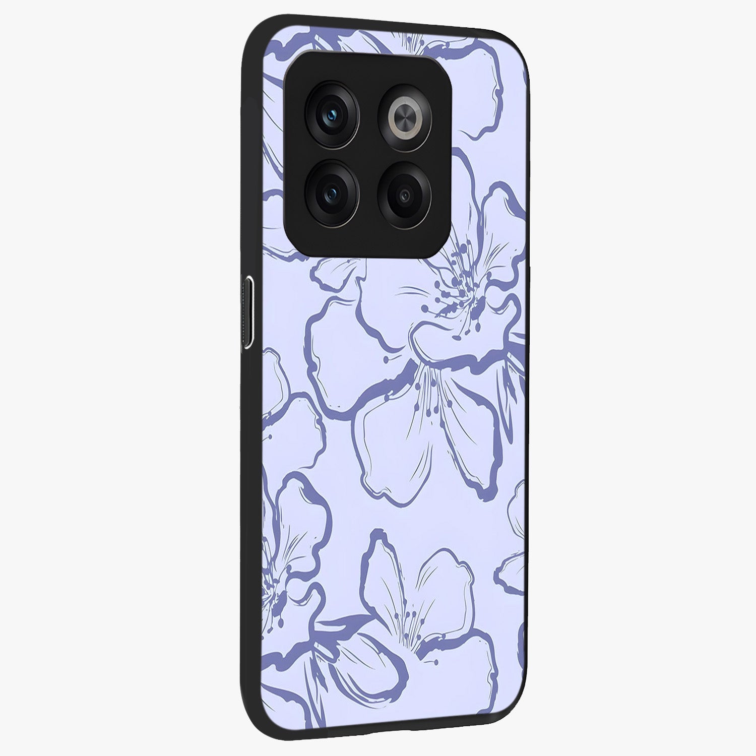Violet Sketch Garden Glass Case for 1+10T side perspective highlighting refined bloom textures and premium edges
