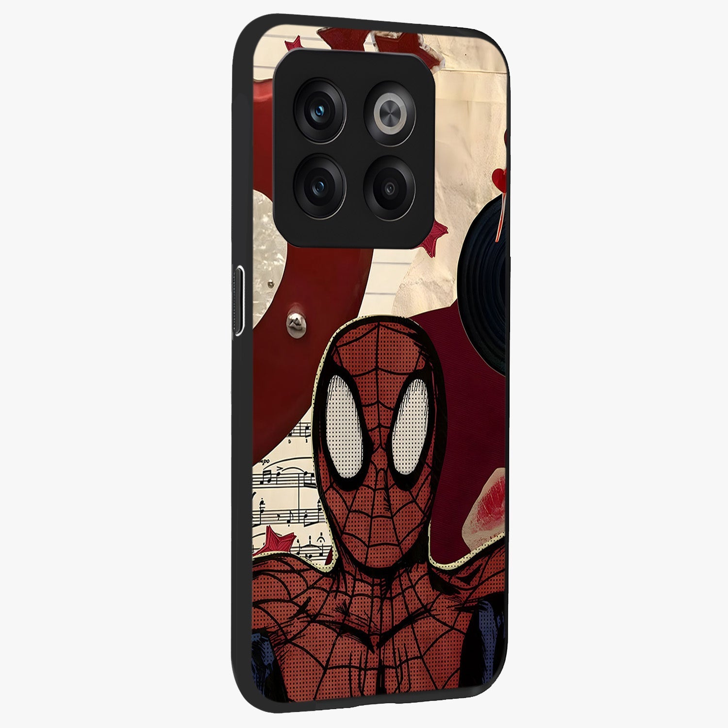 Web Warrior Vibes Glass Case for 1+10T side perspective highlighting energetic textures and premium edges