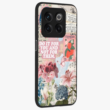 Whimsical Vintage Aesthetic Glass Case for 1+10T side perspective highlighting delicate vintage textures and premium edges
