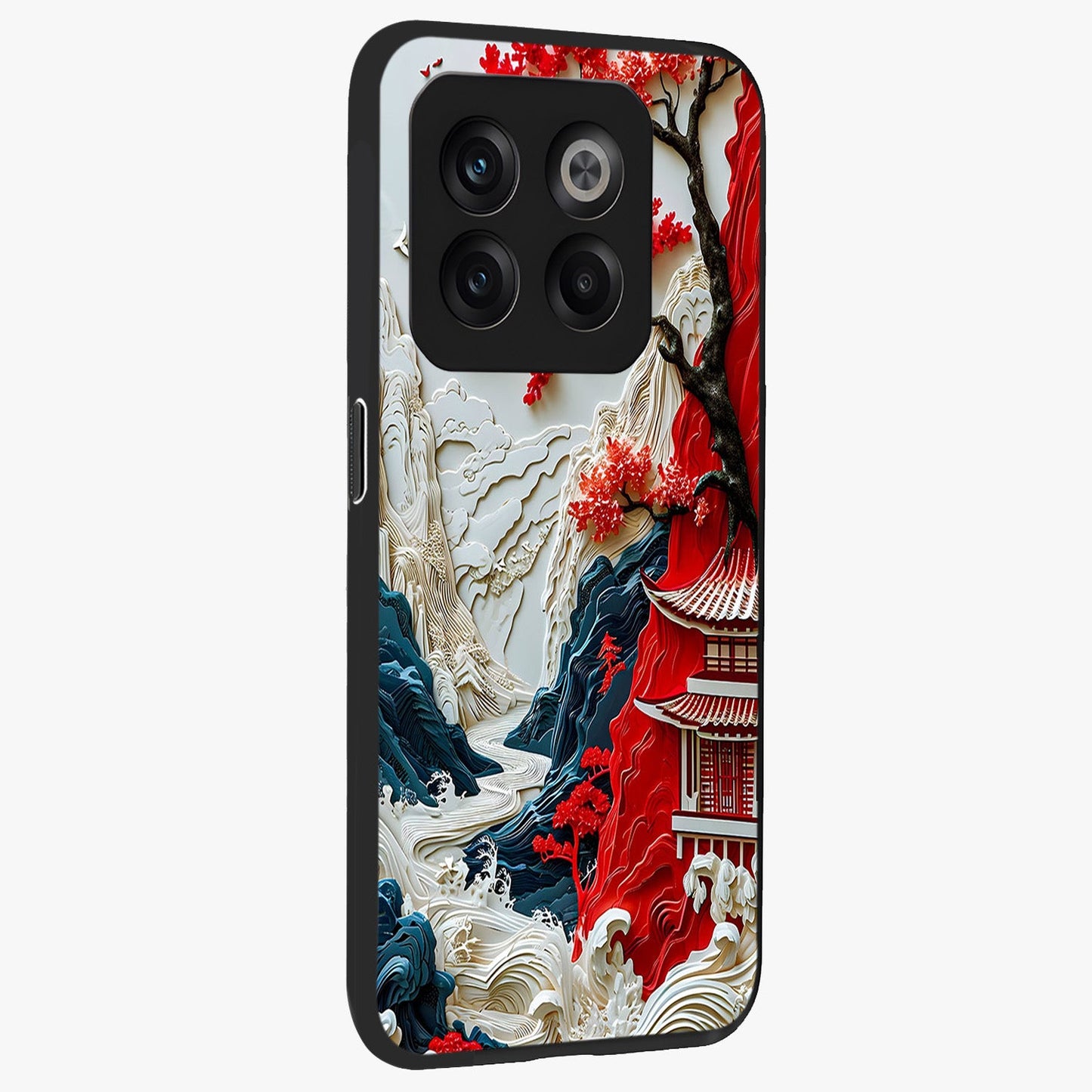 Whispers of Sakura Waves Glass Case for 1+10T side perspective highlighting delicate sakura textures and sleek premium build