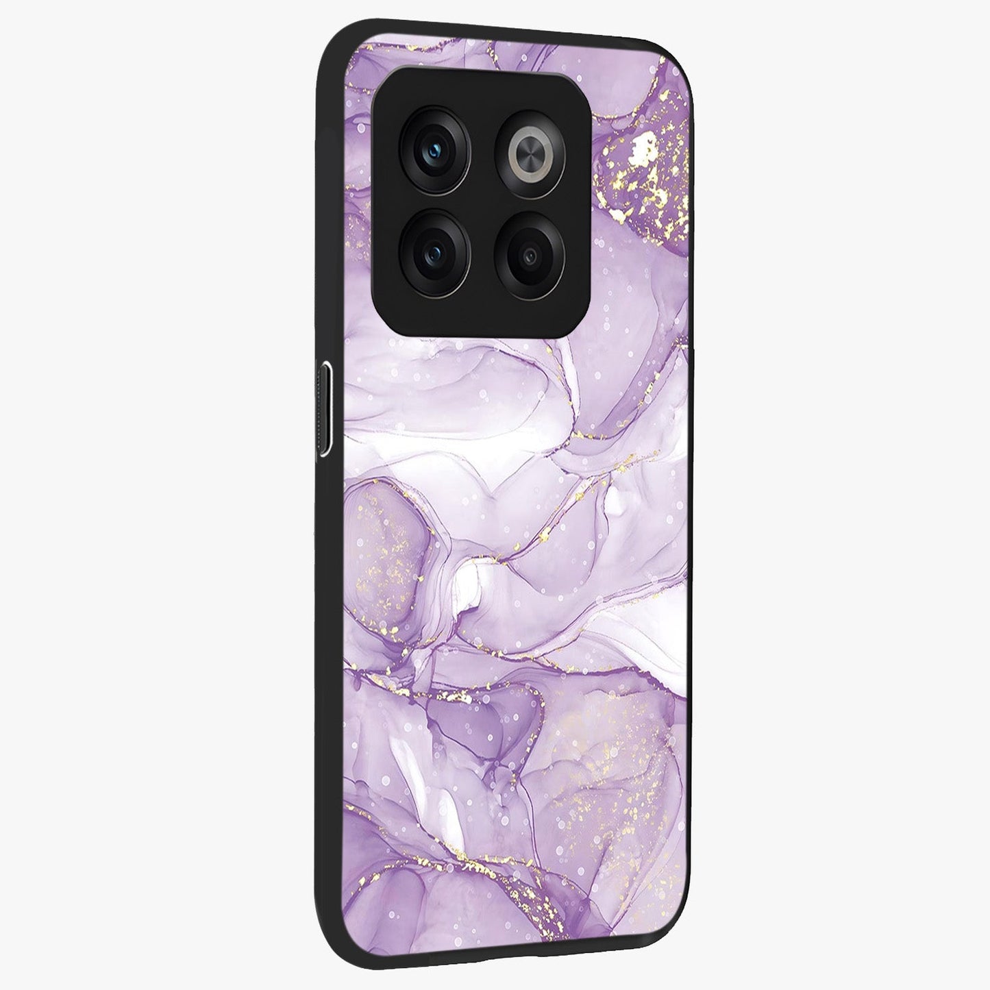 White and Purple Marble Glass Case for 1+10T side perspective highlighting smooth marble textures and premium edges
