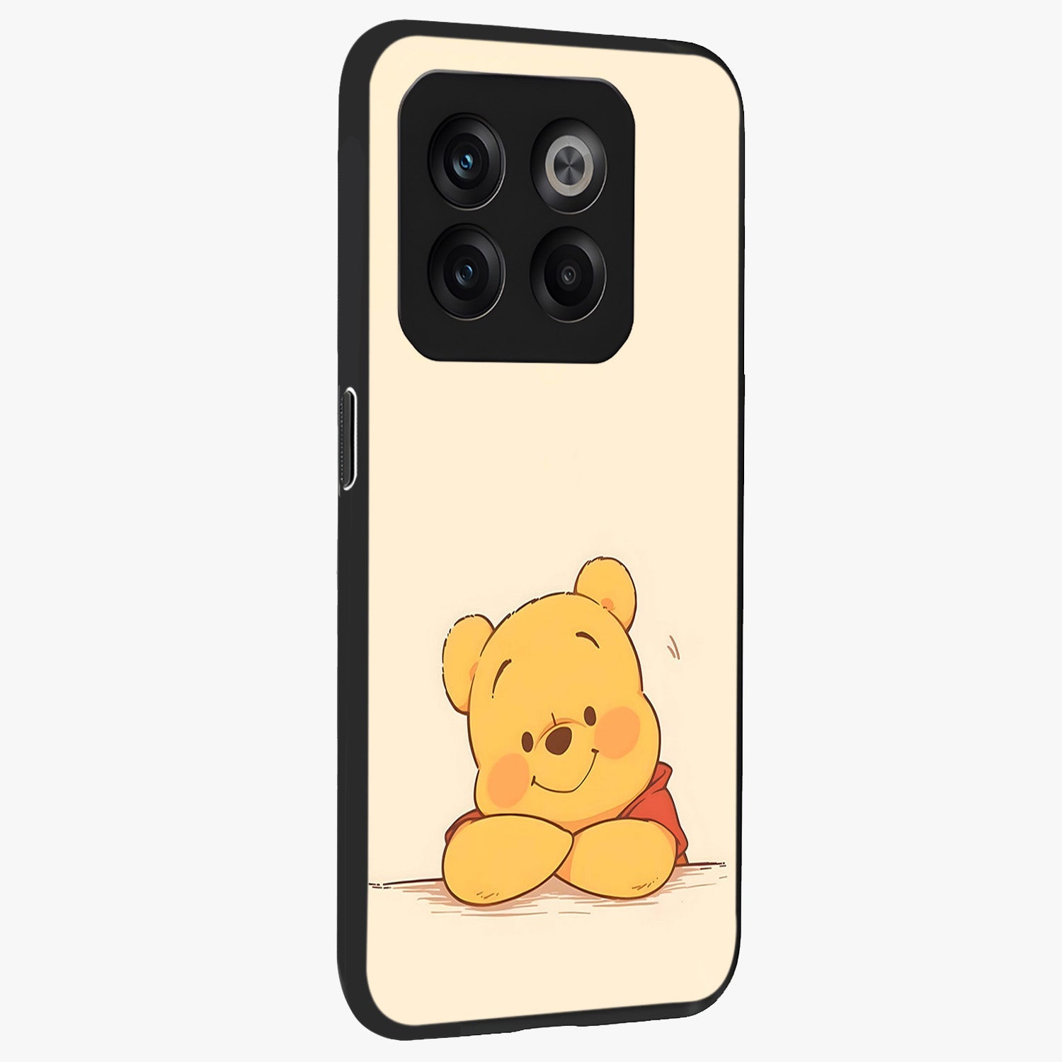 Winniethe Pooh Glass Case for 1+10T side perspective highlighting charming character textures and smooth build