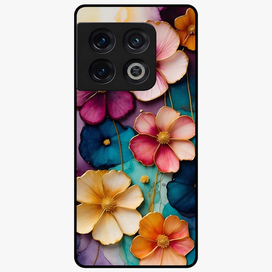 Artlyn Grace Flower Pattern Glass Case showing flat back view with elegant floral pattern artwork and glossy glass finish.