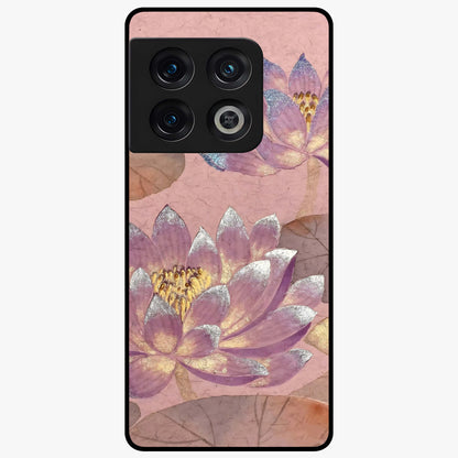 Blossom Mist Lotus Glass Case showing flat back view with serene lotus blossom artwork and glossy glass finish.