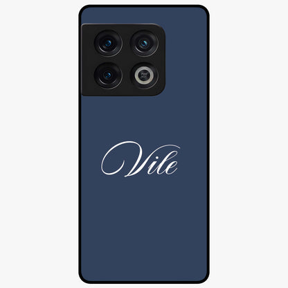 Blue Background Personalized Custom Name Glass Case showing flat back view with minimal blue background and custom name design.