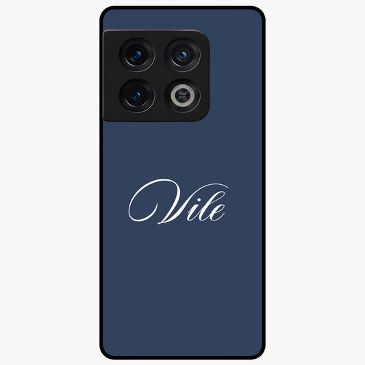 Blue Background Personalized Custom Name Glass Case showing flat back view with minimal blue background and custom name design.