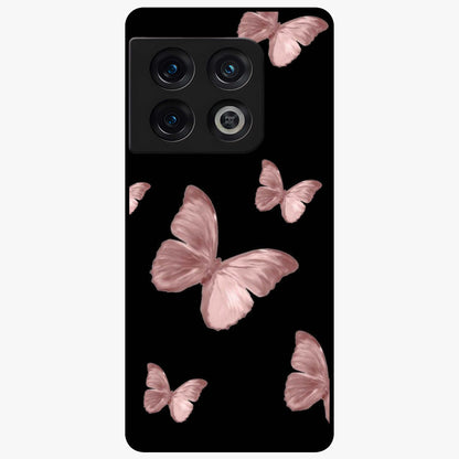 Butterfly Pattern Glass Case showing flat back view with elegant butterfly pattern artwork and glossy glass finish.