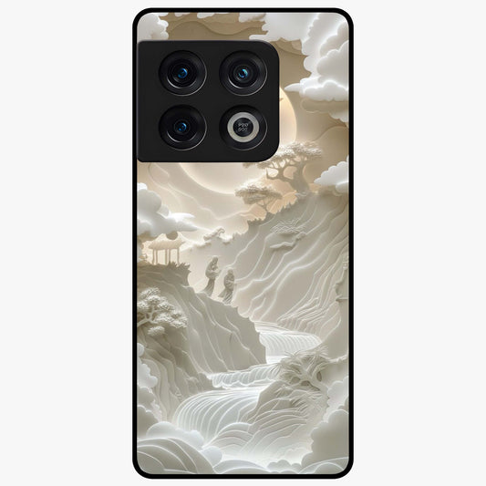 Celestial Origami Glass Case showing flat back view with artistic origami inspired celestial artwork and glossy glass finish.