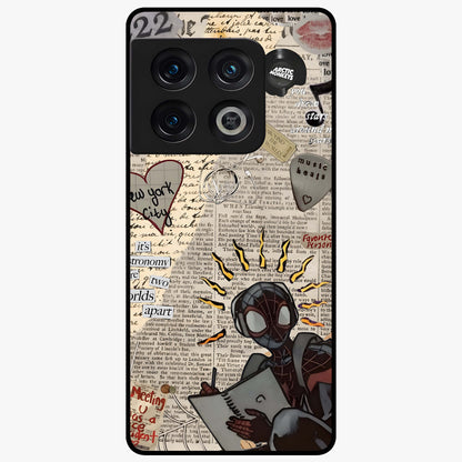 City Dream Sketch Glass Case showing flat back view with artistic city skyline sketch artwork and glossy glass finish.