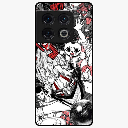 Crimson Chaos Panel Glass Case showing flat back view with bold crimson abstract artwork and glossy glass finish.