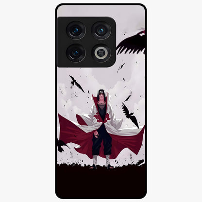 Crimson Crow Ascension Glass Case showing flat back view with mystical crow artwork and glossy glass finish.