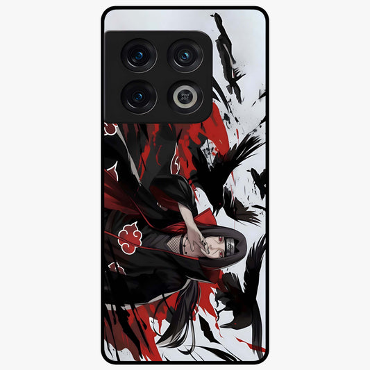 Crimson Crow Illusion Glass Case showing flat back view with artistic crow illusion artwork and glossy glass finish.