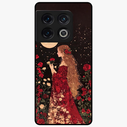 Crimson Dreams Glass Case showing flat back view with dreamy crimson artwork and glossy glass finish.
