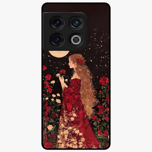 Crimson Dreams Glass Case showing flat back view with dreamy crimson artwork and glossy glass finish.