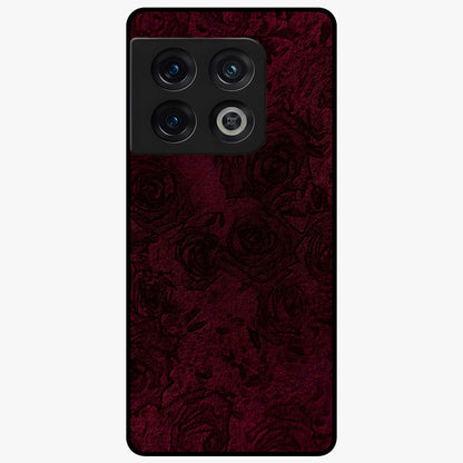 Crimson Fade Flow Glass Case showing flat back view with flowing crimson gradient artwork and glossy glass finish.