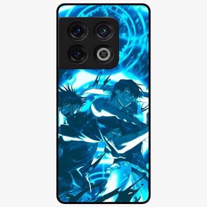 Cursed Energy Clash Glass Case showing flat back view with intense cursed energy artwork and glossy glass finish.
