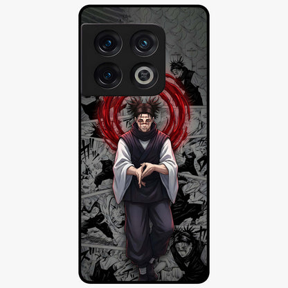Cursed Ritual Ascension Glass Case showing flat back view with dark ritual themed artwork and glossy glass finish.