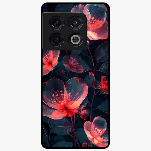 Dark Shade of Flower Glass Case showing flat back view with elegant dark floral artwork and glossy glass finish.