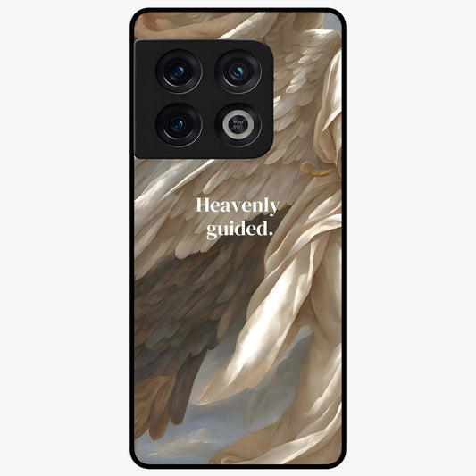 Divine Winged Grace Glass Case showing flat back view with elegant wing inspired artwork and glossy glass finish.