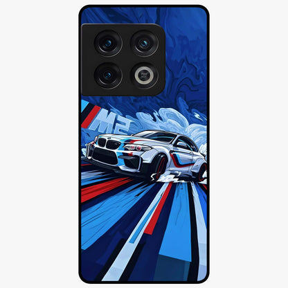 Drift Power Rush Glass Case showing flat back view with dynamic racing inspired artwork and glossy glass finish.