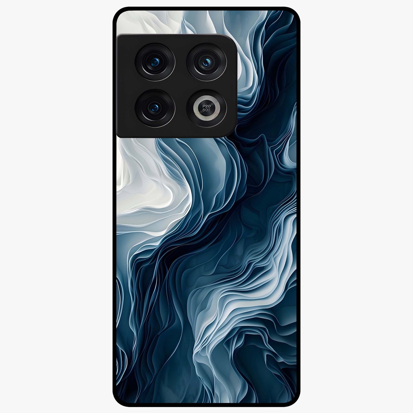 Ethereal Paper Marble Glass Case showing flat back view with soft marble paper texture artwork and glossy glass finish.