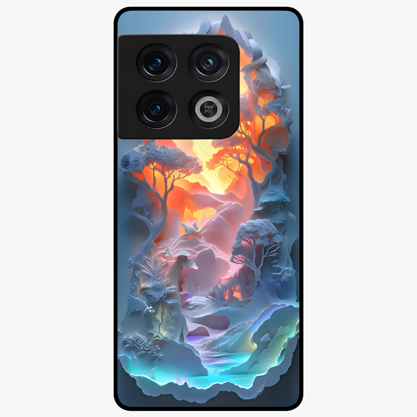 Glow Forest Portal Glass Case showing flat back view with glowing forest portal artwork and glossy glass finish.